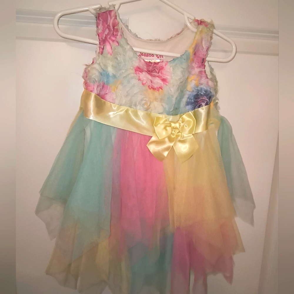 💎Jessica Ann Rainbow Tulle Dress with Beautiful Satin and Tulle Bow (12 months)